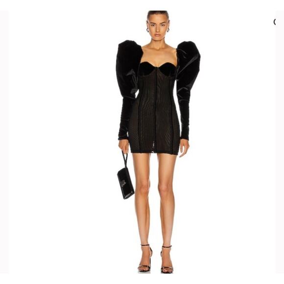 LaQuan Smith Off Shoulder Puff Sleeve Dress Medium - Picture 1 of 7